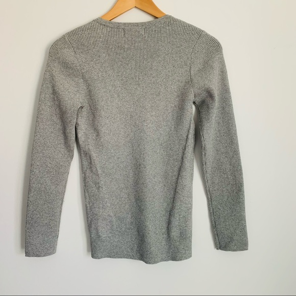 DKNY Metallic Silver Ribbed Stretch Sweater - Picture 5 of 6